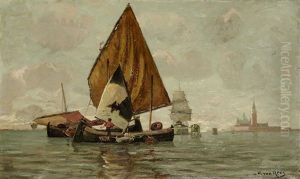 Fischerboote Vor Chioggia by Gustav Adolf Van Hees