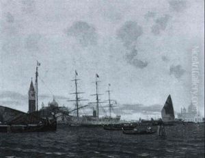 Schiffe Vor Venedig by Gustav Adolf Van Hees