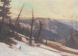 A Wolf In An Extensive Alpine Winter Landscape A Wolf In An Extensive Alpine Winter Landscape