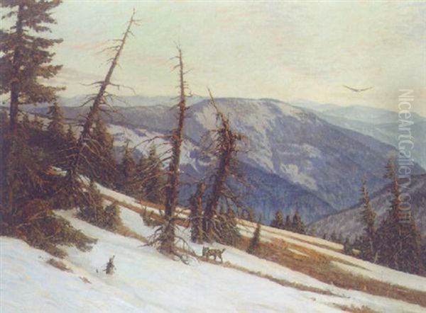 A Wolf In A Winter Landscape - view 1