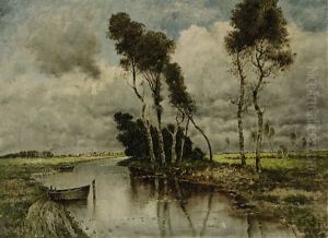 Flusslandschaft Mit Birken