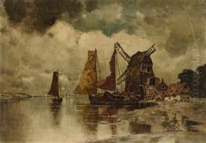 Segelboote Bei Einer Windmuhle