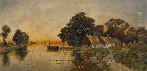 Fischerhauser In Uferlandschaft