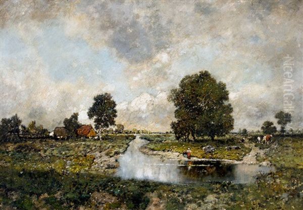 Norddeutsche Landschaft Mit Haus Und Staffage - view 1
