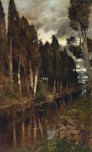 Kanal In Weiter Baumlandschaft by Karl Heffner