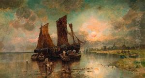Segelschiff In Abendstimmung by Karl Heffner
