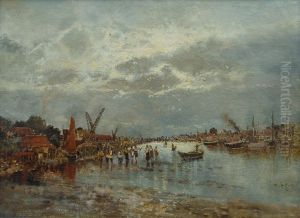 Mussel Seekers At Low Tide