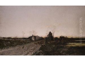 Abendliche Moorlandschaft Mit Schafherde by Karl Heffner