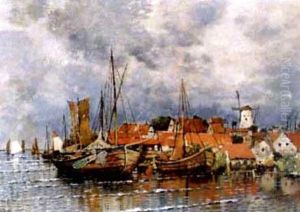 Moored Boats And Shipping In A Harbour