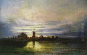 Dorf Im Sonnenuntergang by Karl Heffner