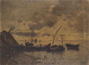 Fischerboote In Einer Bucht by Karl Heffner