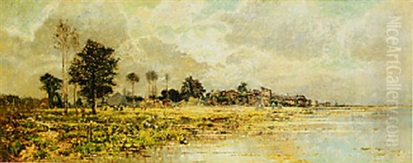 Figures Haymaking In A Watermeadow - view 1