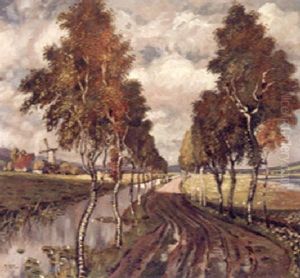 Poplars In A River Landscape