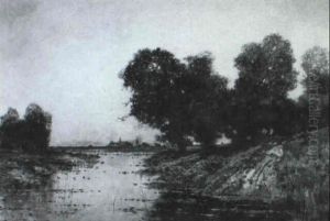 Flusslandschaft Im Abendlicht by Karl Heffner