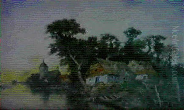 Seelandschaft In Mecklenburg, Am Ufer Des Sees Stehen Die Typischen Fischerkaten - view 1