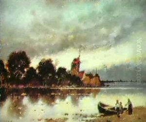 An Evening River Scene by Karl Heffner
