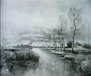 Abendliche Flusslandschaft Im Herbst by Karl Heffner