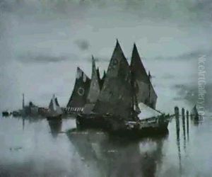 Sommerabend Bei Venedig. Im Vordergrund Fischerboote by Karl Heffner