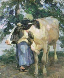 Magd Mit Kuh by Emanuel Hegenbarth