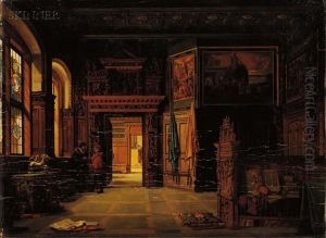 Baroque Interior Scene by Heinrich Anton Heger