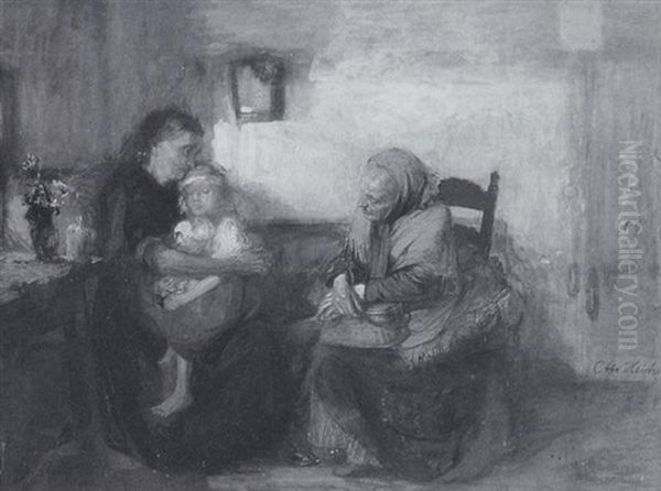 Zwei Frauen Mit Kind In Der Stube - view 1