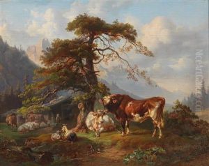 On The Alpine Pasture by Joseph Heicke