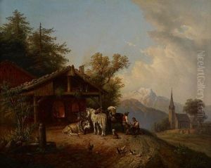Scene Campagnarde Au Marechal-ferrant by Joseph Heicke