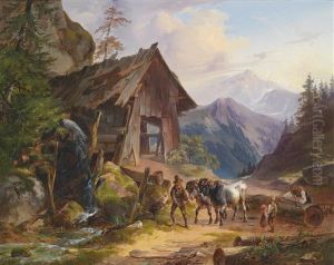 Viehtrieb Vor Einer Alten Muhle