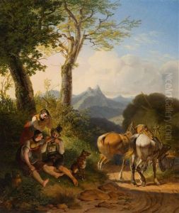 Rast Bei Der Ernte Im Salzkammergut by Karl Wilhelm Von Heideck
