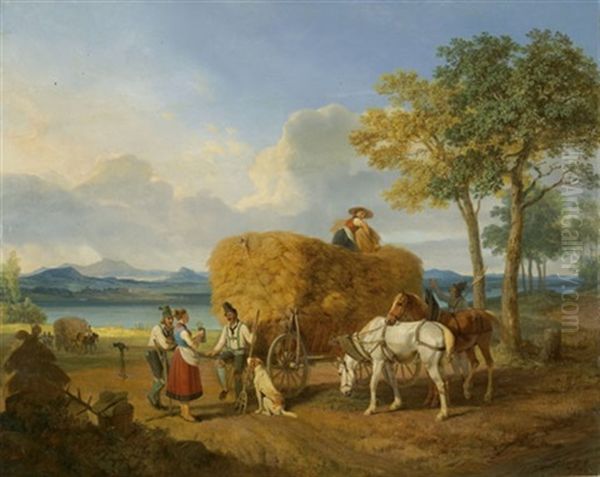 Nach Der Ernte. Oberbayerische Landschaft Mit See - view 1