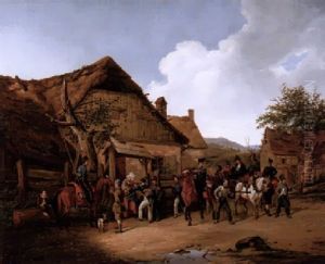 Soldaten Im Dorf by Karl Wilhelm Von Heideck