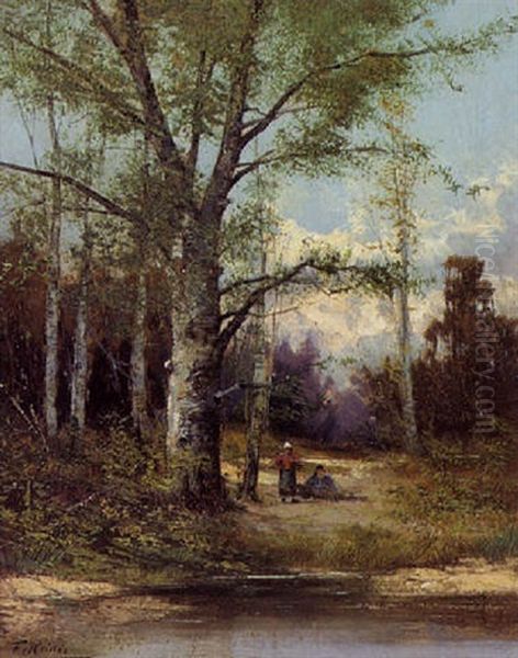 Birkenwald Mit Reisigsammlern, Fruhlingsabend - view 1