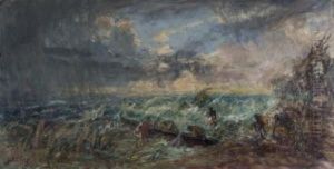 Fischerboote Bei Sturmischer See by Hans Heider