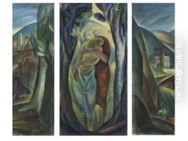 Liebespaar In Sudlicher Landschaft (tryptich) - view 1