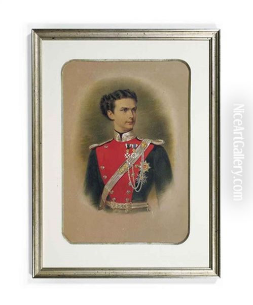 Ludwig Ii (1845-1886), King Of Bavaria, In The Uniform Of The Bavarian Regiment, Wearing The Breast-stars Of The Royal Bavarian Orders Of St. Hubert And St. George - view 1