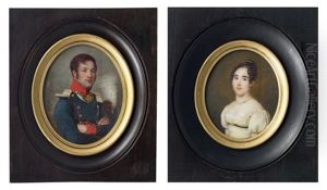 Portraits Du Comte Et De La Comtesse Albert De Croyer (2 Works)
