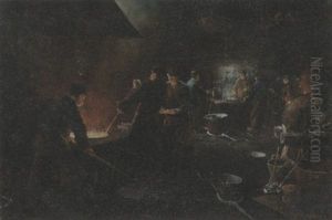 Workers In A Steel Factory by Herman Heijenbrock