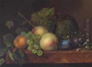 Obstilleben Mit Melone, Pfirsich Und Weintrauben Obstilleben Mit Melone, Pfirsich Und Weintrauben