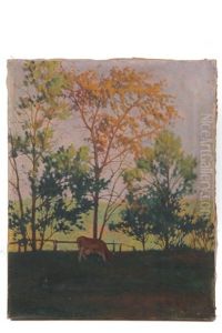 Cow At Treeline by Charles Emile Heil