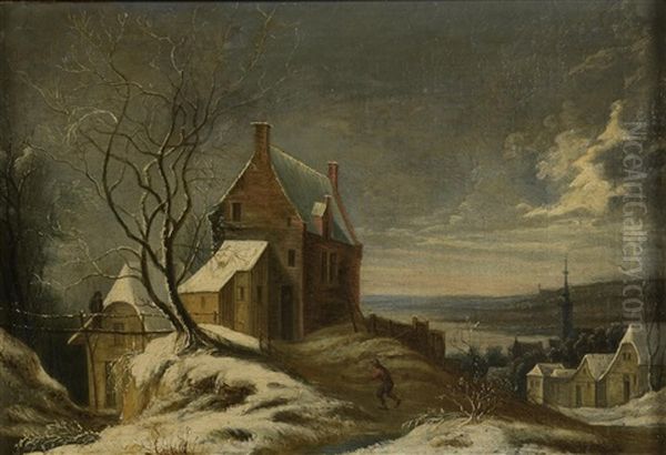 Snow Landscape With The City Of Brussels In The Background - view 1