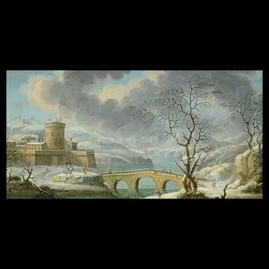 Winter River Landscape With Fortress by Daniel van Heil