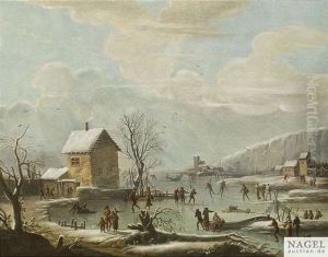 Winterliches Eisvergnugen Auf Einem Zugefrorenen See