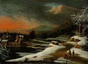 Winterliche Abendlandschaft by Daniel van Heil