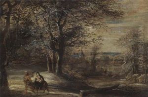 A Winter Landscape With The Flight Into Egypt by Daniel van Heil