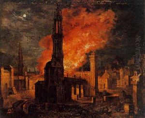 The Burning Of The City Of Troy by Daniel van Heil