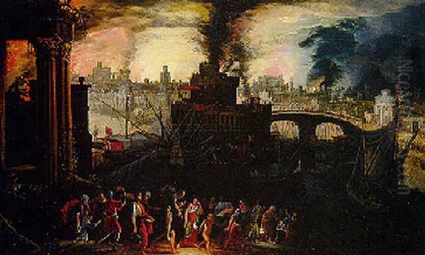 Enee Et Anchise Fuyant L'incendie De Troie - view 1