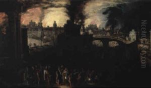 Enee Et Anchise Fuyant L'incendie De Troie by Daniel van Heil
