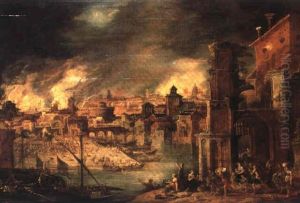 Aeneas And His Family Leaving Burning Troy