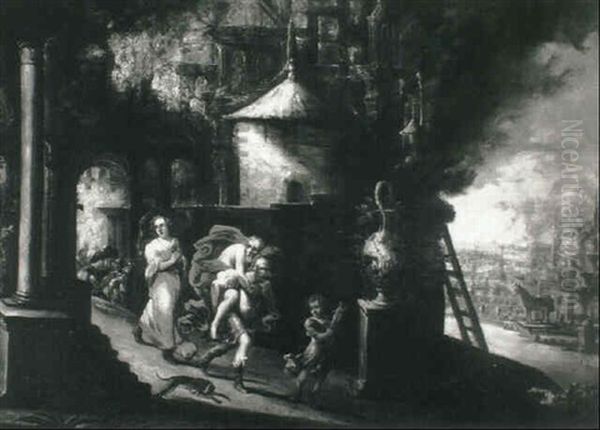 Aeneas Carrying His Father From Burning Troy - view 1