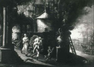 Aeneas Carrying His Father From Burning Troy by Daniel van Heil